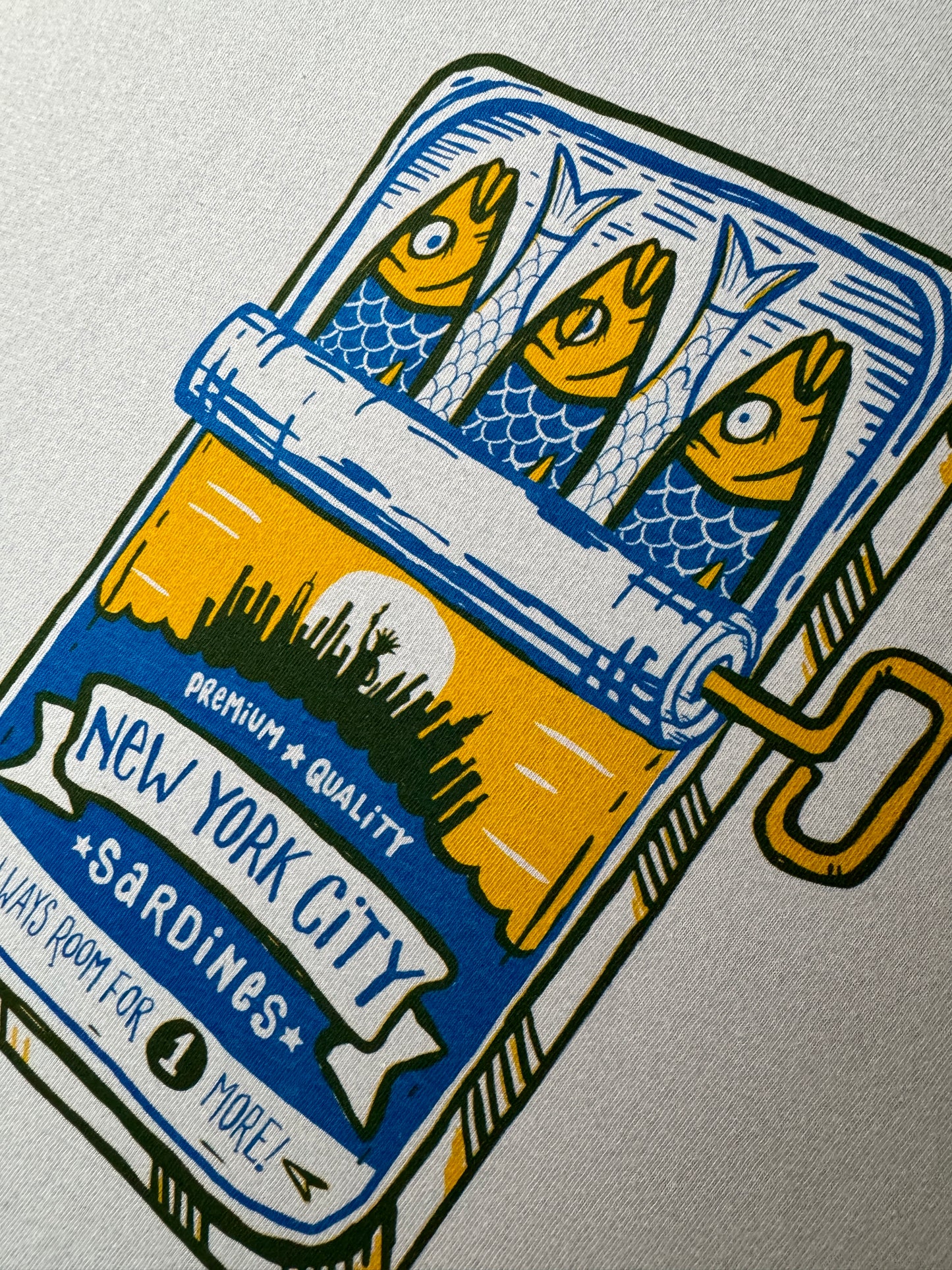 New York City SARDINES CAN Ringer Tee (original // hand printed // retro vintage style)