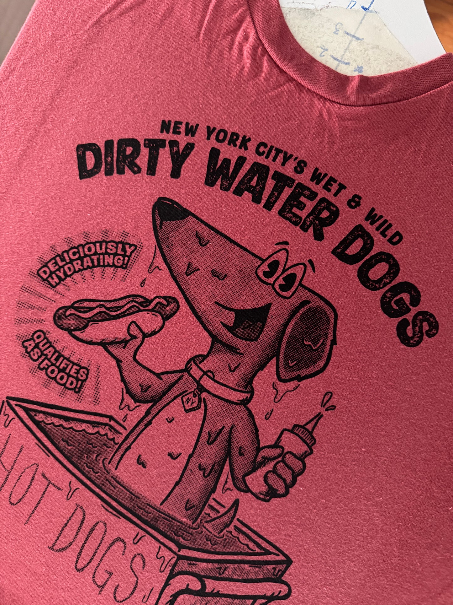 Dirty Water Dogs NYC Hot dog Shirt (Hand Drawn // Hand Printed)