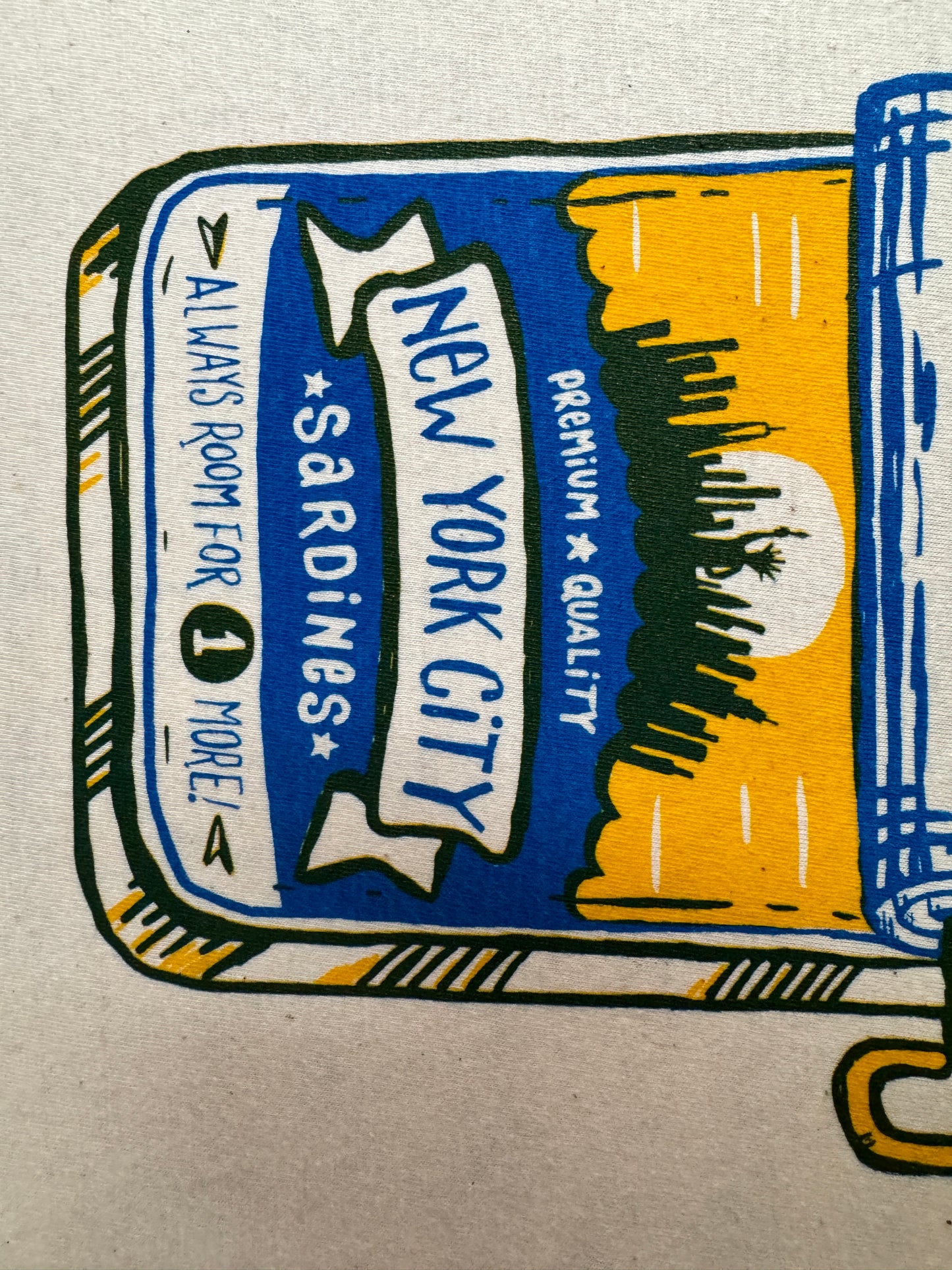 New York City SARDINES CAN Ringer Tee (original // hand printed // retro vintage style)