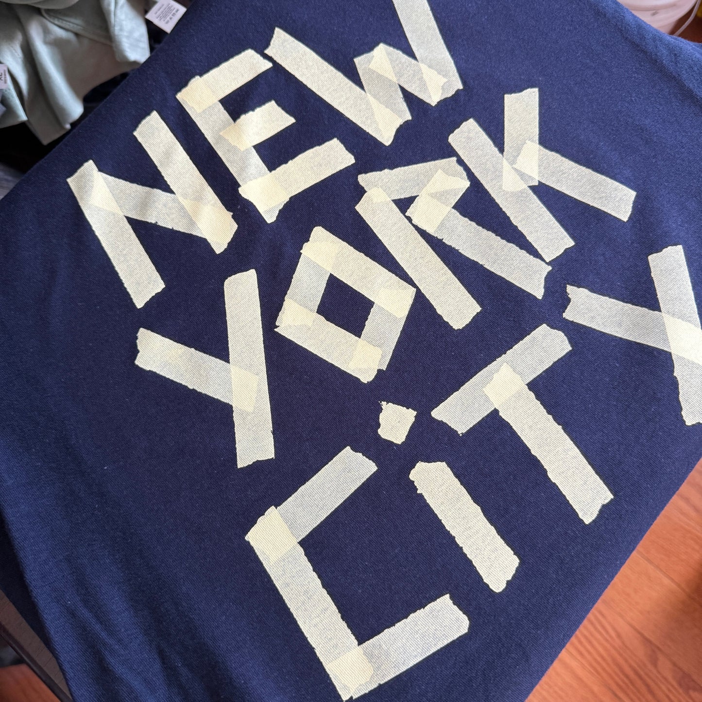 NYC Faux Masking Tape Shirt (New York City // Original design // Hand Printed)