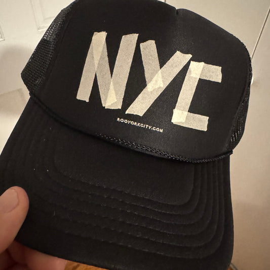 NYC Faux Masking Tape Print Trucker hat (hand printed // original design)