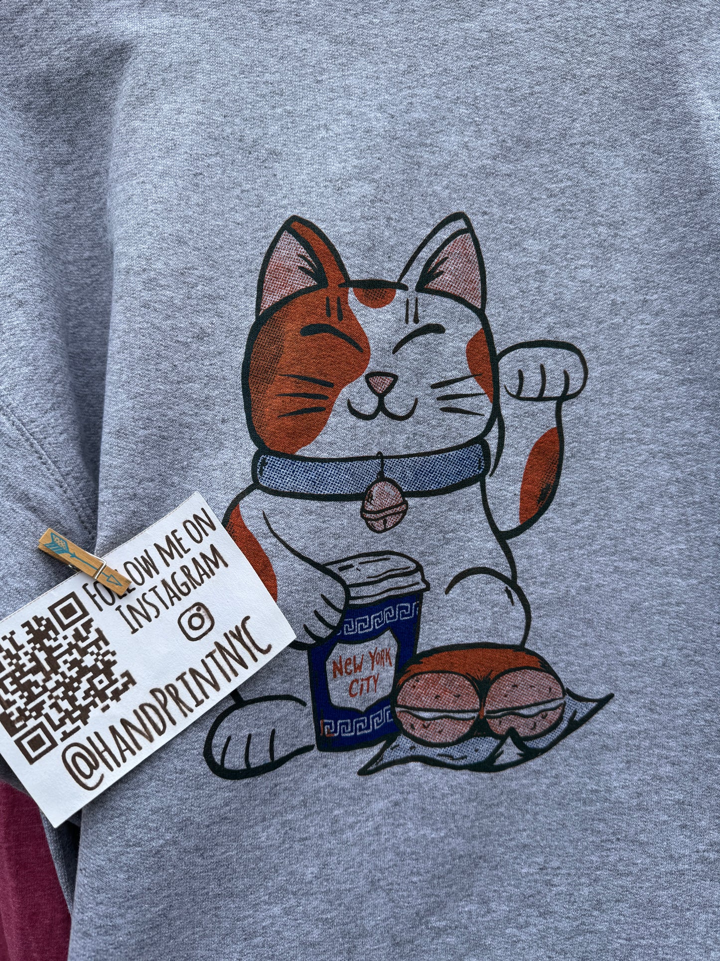 Lucky Bodega Cat Sweatshirt (New York City // Hand printed // original design)
