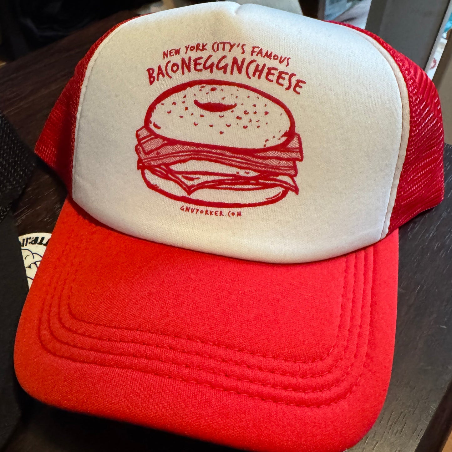 Bacon egg & cheese Trucker hat (NYC food // hand printed // original design)