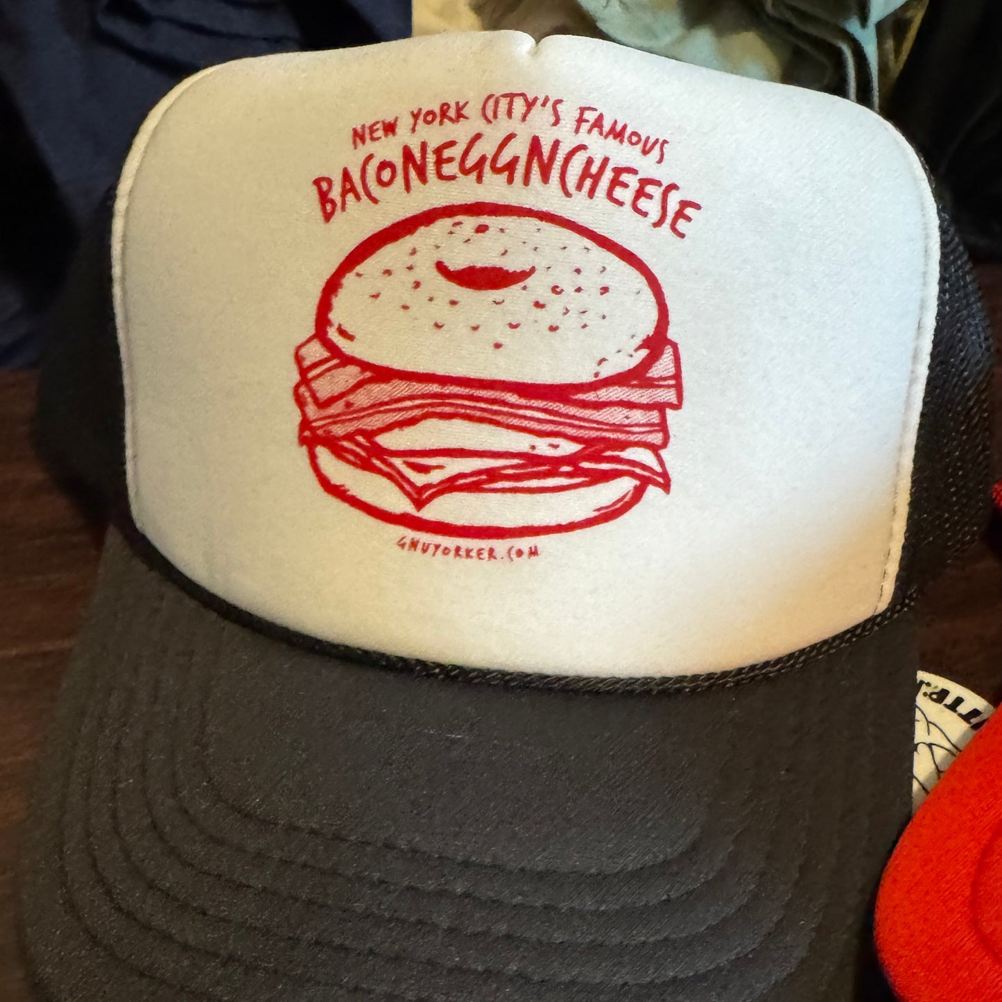 Bacon egg & cheese Trucker hat (NYC food // hand printed // original design)