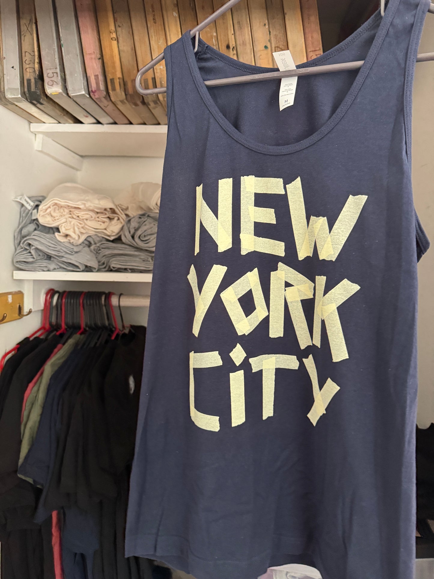 NYC Faux Masking Tape T-Shirt or Tanktop (New York City // Original design // Hand Printed)
