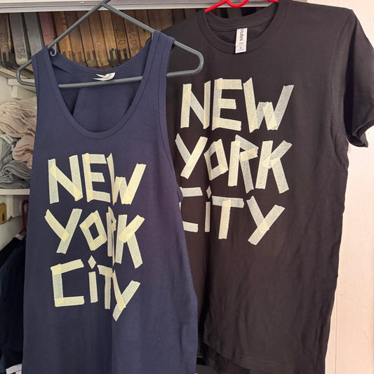 NYC Faux Masking Tape T-Shirt or Tanktop (New York City // Original design // Hand Printed)