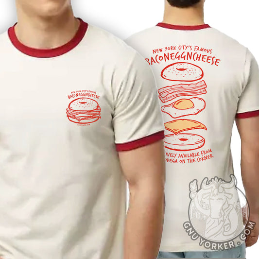BACONEGGNCHEESE - NYC's Famous Bacon, Egg & Cheese RINGER TEE Shirt