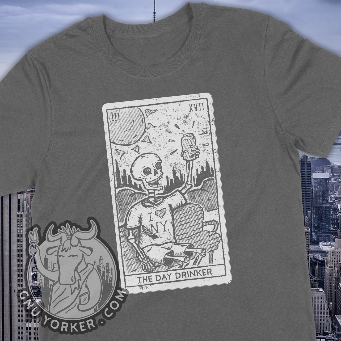 The Day Drinker Tarot Card Shirt (New York City // St Patrick's Day // Original Hand Drawn design // Hand Printed)