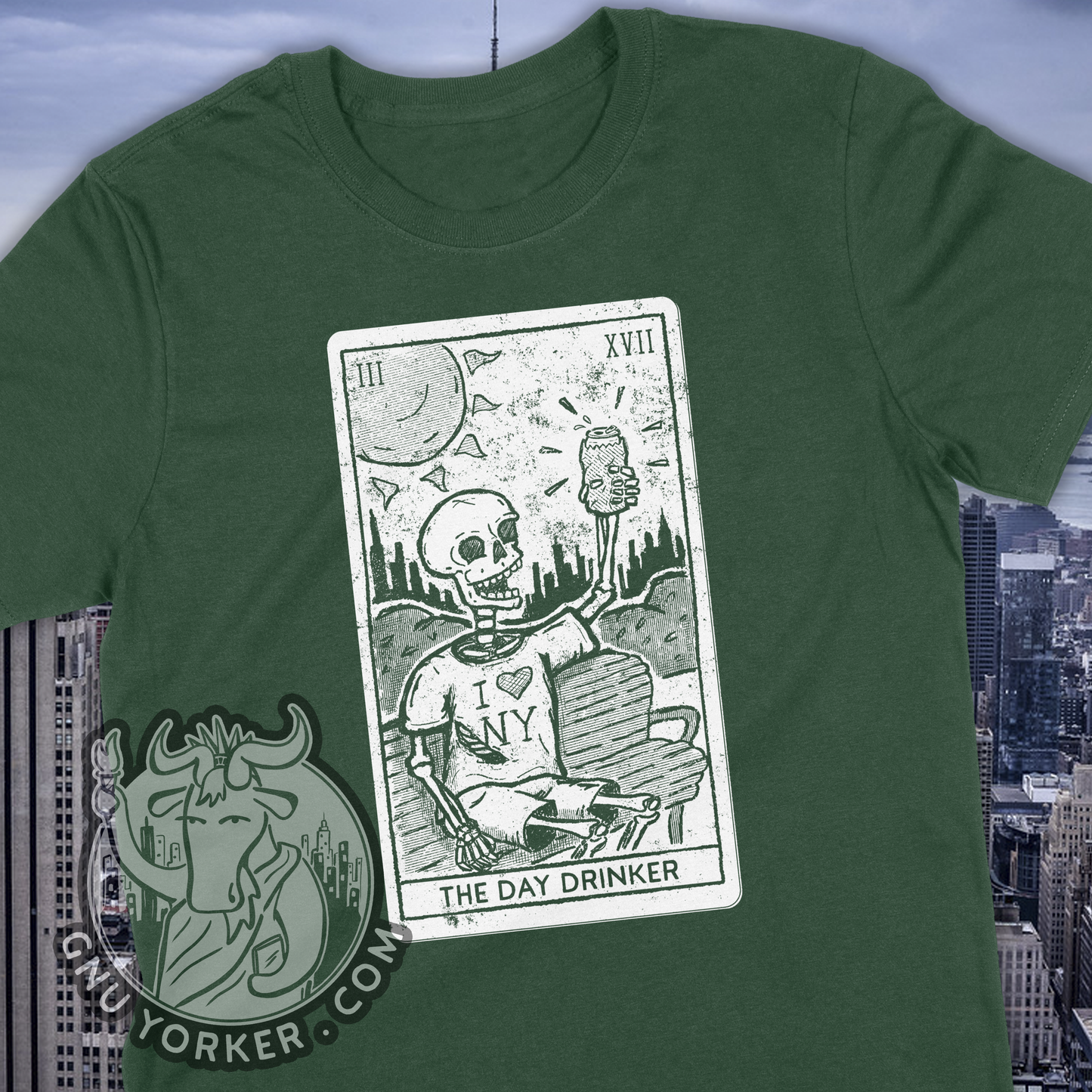The Day Drinker Tarot Card Shirt (New York City // St Patrick's Day // Original Hand Drawn design // Hand Printed)