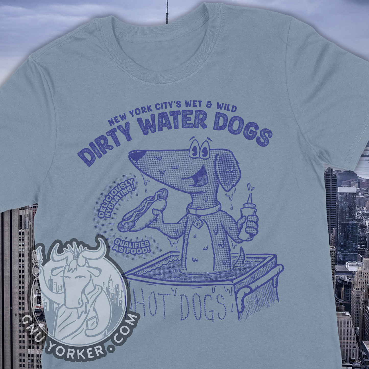 Dirty Water Dogs NYC Hot dog Shirt (Hand Drawn // Hand Printed)