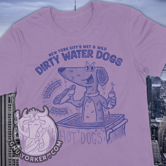 Dirty Water Dogs NYC Hot dog Shirt (Hand Drawn // Hand Printed)