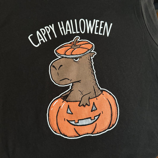 * LIMITED * Cappy Halloween t-shirt (Capybara in a Pumpkin // hand printed // original design)