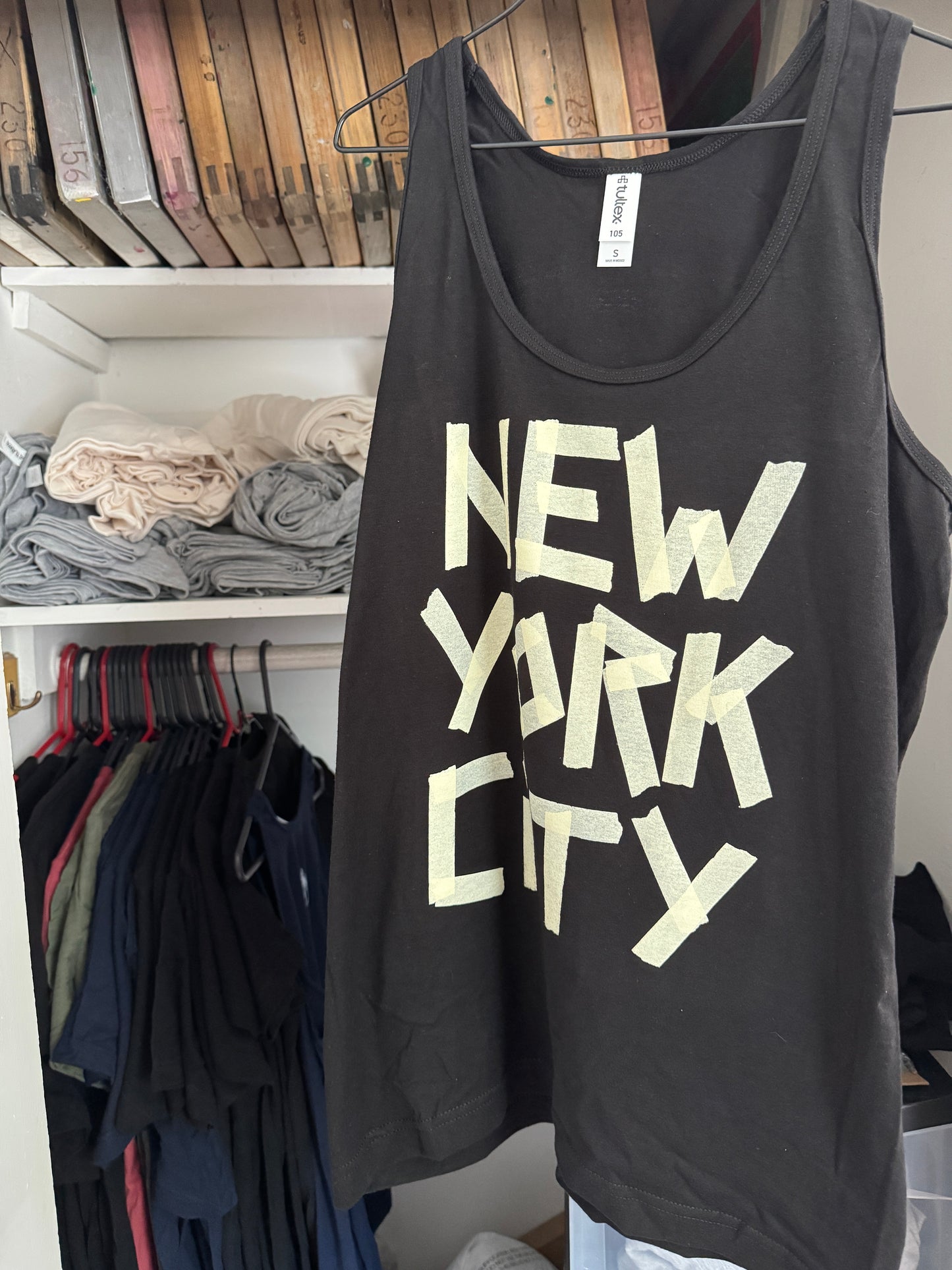 NYC Faux Masking Tape T-Shirt or Tanktop (New York City // Original design // Hand Printed)