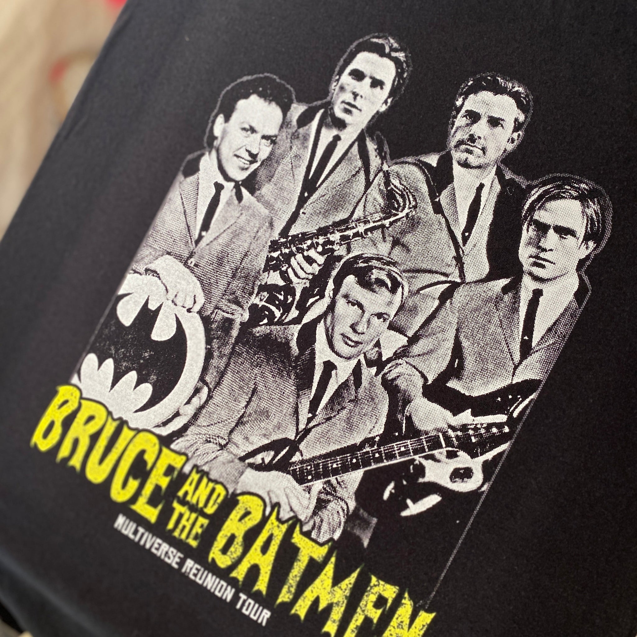 Batmen Band Shirt (Adam West, Michael Keaton, Christian Bale, Ben Affleck, Robert Pattinson)