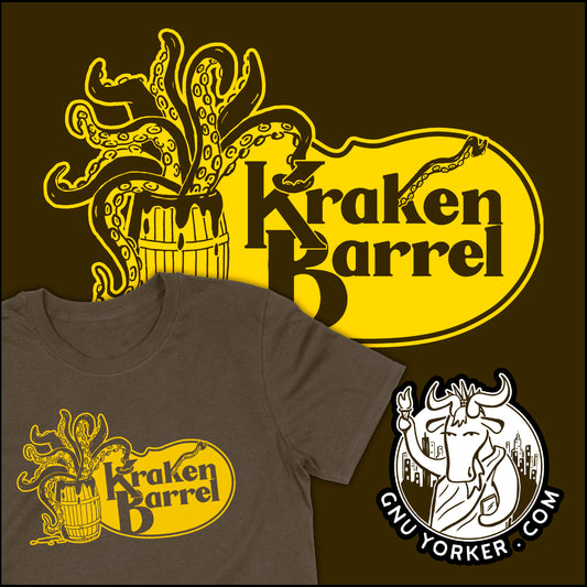 Kraken Barrel (Cracker Barrel parody // hand printed // original design)